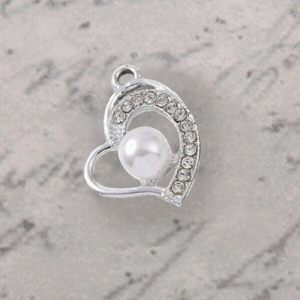 heart with a pearl wedding charm