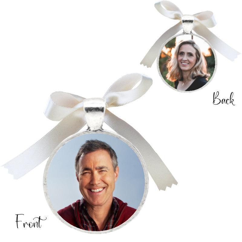 bridal memory charm with a photo on both sides