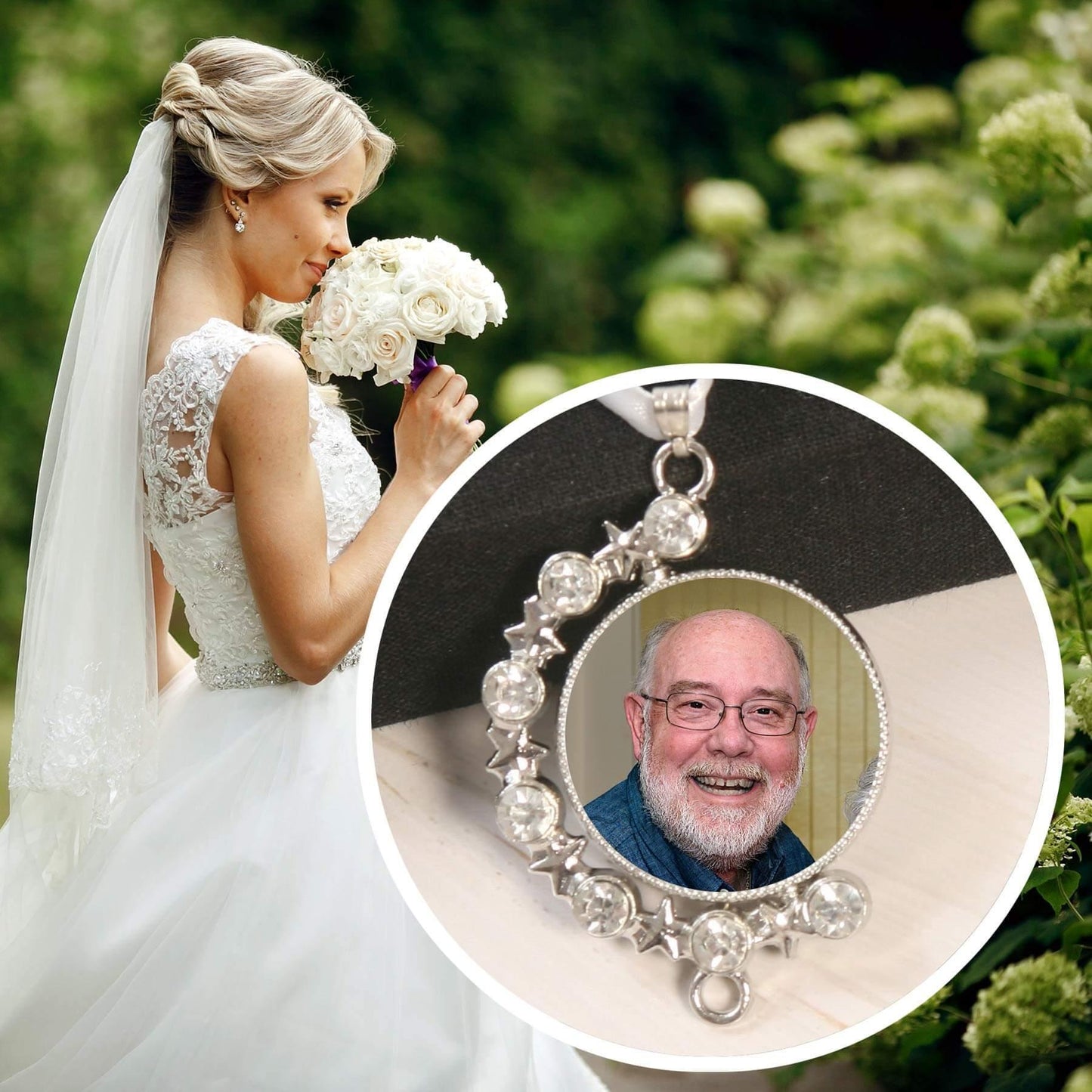 dad memorial wedding bouquet charm